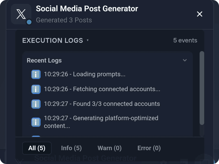 Bespoke Audit Trail with Live Execution Logs